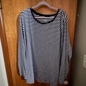 Navy and White Striped Long Sleeve Shirt